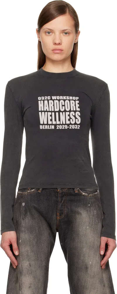 032c Black Hardcore Wellness Tight Longsleeve T-shirt In Blue