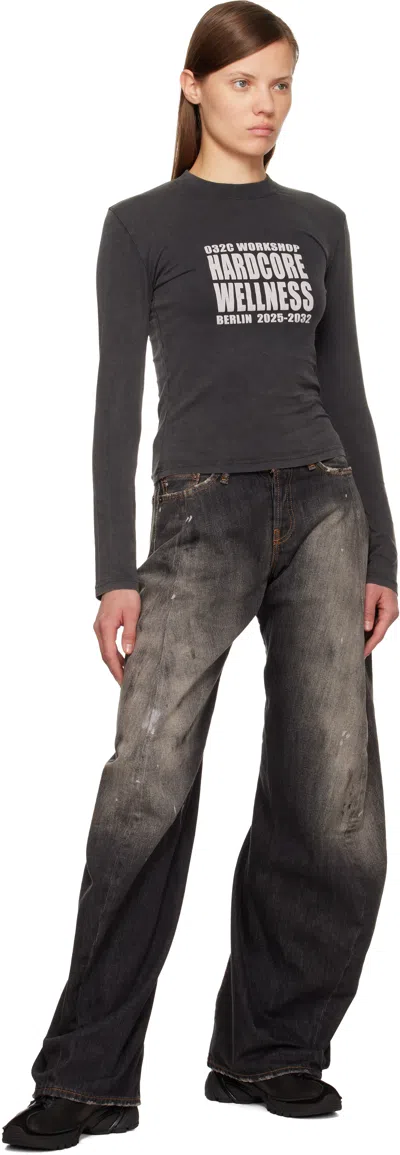 032c Black Hardcore Wellness Tight Longsleeve T-shirt In Blue