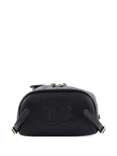 Pre-owned Chanel Filigree Quilted Caviar Large Backpack In Black
