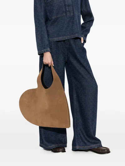 Coperni Large Double Heart Leather Tote Bag In Neutral