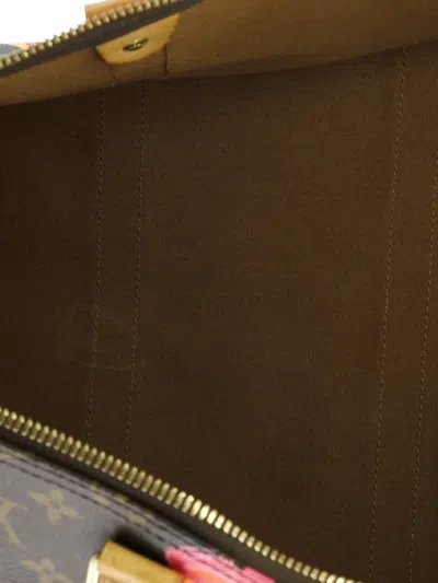 Pre-owned Louis Vuitton Keepall Bag Limited Edition Monogram Roses 50 Satchel In Brown