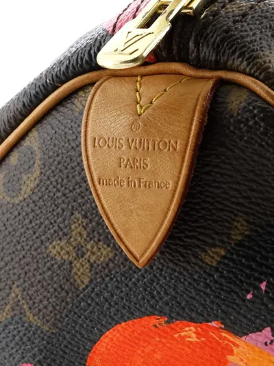 Pre-owned Louis Vuitton Keepall Bag Limited Edition Monogram Roses 50 Satchel In Brown