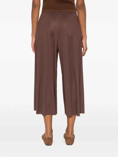 Issey Miyake Pleated Cropped Trousers In Brown