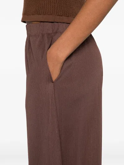 Issey Miyake Pleated Cropped Trousers In Brown