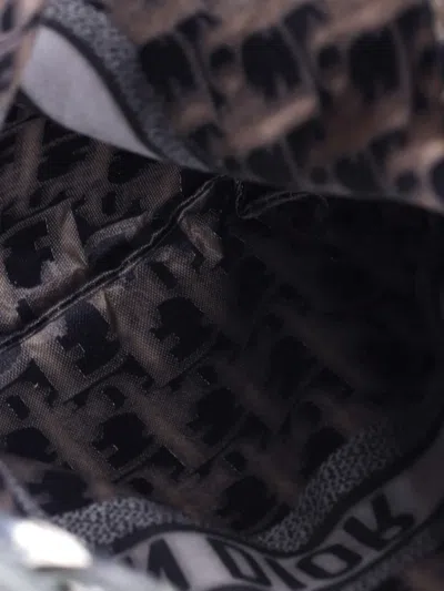 Pre-owned Dior Drawstring Net Tote Issimo Canvas And Leather Bucket Bag In Blue