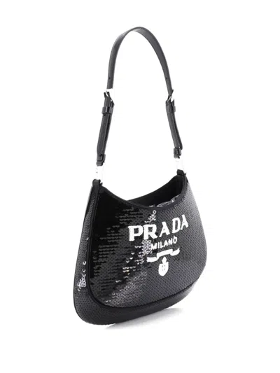 Pre-owned Prada Cleo Sequins Small Shoulder Bag In Black