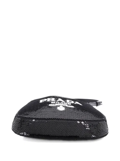 Pre-owned Prada Cleo Sequins Small Shoulder Bag In Black