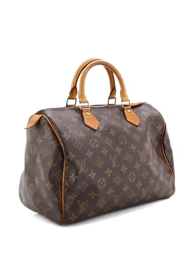 Pre-owned Louis Vuitton Speedy Handbag Monogram Canvas 30 Satchel In Brown