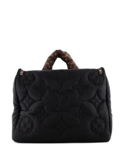 Pre-owned Louis Vuitton Pillow Onthego Tote Monogram Quilted Econyl Nylon Mm Satchel In Black
