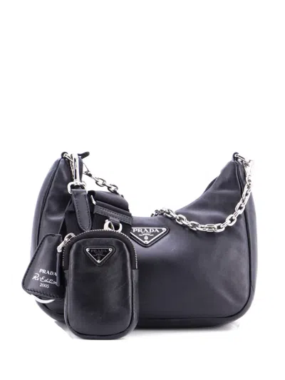 Pre-owned Prada Re-edition 2005 Nappa Leather Small Shoulder Bag In Black