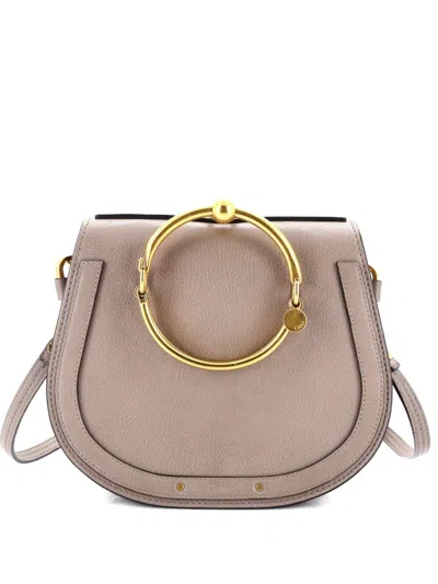 Pre-owned Chloé Nile Leather Medium Crossbody Bag In Gray