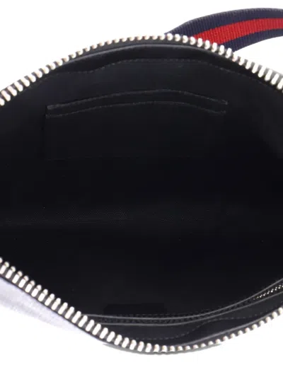 Pre-owned Gucci Web Strap Front Zip Messenger Bag Gg Coated Canvas Medium Crossbody Bag In Gray