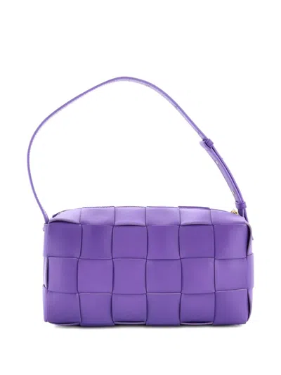 Pre-owned Bottega Veneta Brick Cassette Maxi Intrecciato Leather Shoulder Bag In Purple