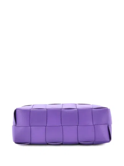 Pre-owned Bottega Veneta Brick Cassette Maxi Intrecciato Leather Shoulder Bag In Purple