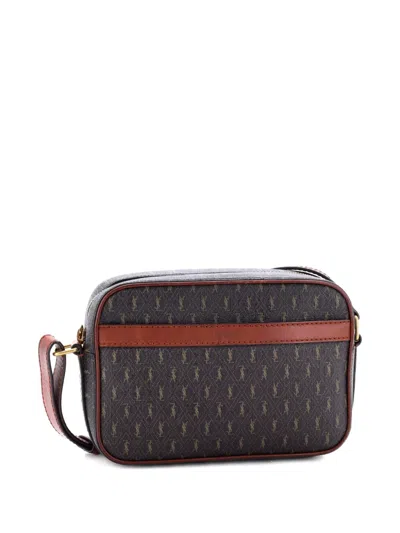 Pre-owned Saint Laurent Le Monogramme Camera Bag Monogram All Over Coated Canvas And Leather Small Crossbody Bag In Brown