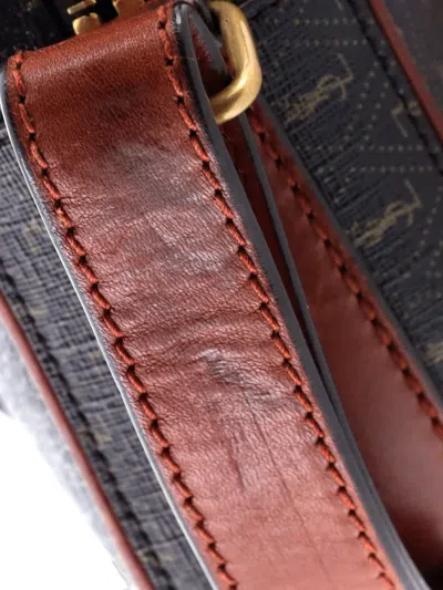 Pre-owned Saint Laurent Le Monogramme Camera Bag Monogram All Over Coated Canvas And Leather Small Crossbody Bag In Brown