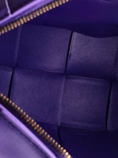 Pre-owned Bottega Veneta Brick Cassette Maxi Intrecciato Leather Shoulder Bag In Purple