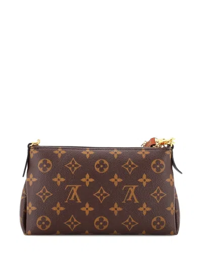 Pre-owned Louis Vuitton Pallas Monogram Canvas With Leather Clutch Bag In Black