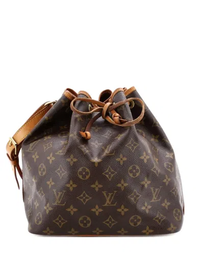 Pre-owned Louis Vuitton Petit Noe Handbag Monogram Canvas Bucket Bag In Brown