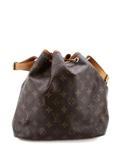 Pre-owned Louis Vuitton Petit Noe Handbag Monogram Canvas Bucket Bag In Brown