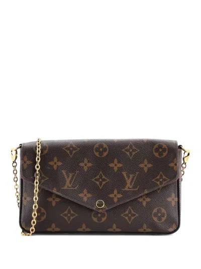 Pre-owned Louis Vuitton Felicie Pochette Monogram Canvas Crossbody Bag In Brown