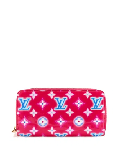 Pre-owned Louis Vuitton Zippy Wallet Valentine Neon Monogram Vernis Small Wallets In Pink