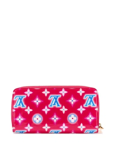 Pre-owned Louis Vuitton Zippy Wallet Valentine Neon Monogram Vernis Small Wallets In Pink