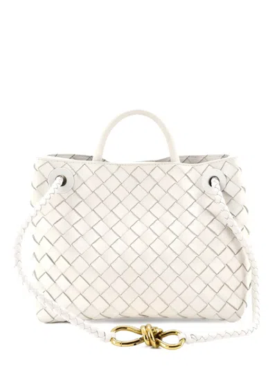 Pre-owned Bottega Veneta Andiamo Top Handle Bag Intrecciato Nappa Small Satchel In White
