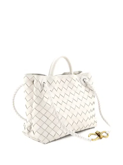 Pre-owned Bottega Veneta Andiamo Top Handle Bag Intrecciato Nappa Small Satchel In White