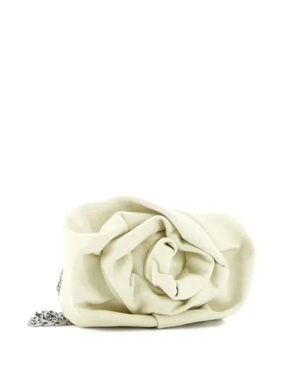 Pre-owned Burberry Rose Chain Leather Clutch Bag In Yellow