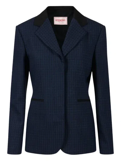 Iceberg Single-breasted Long-sleeved Suit Jacket In Blue