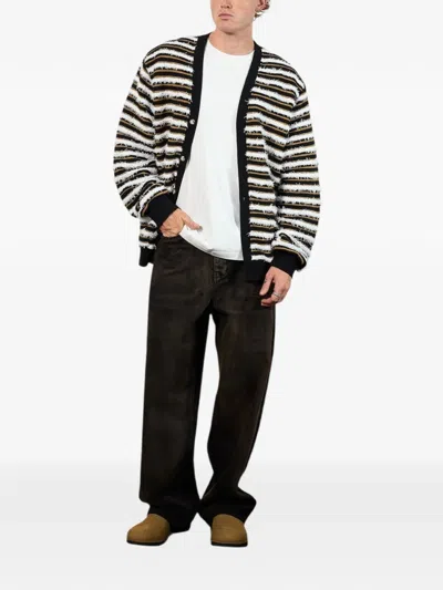 Pleasures Striped-pattern Ribbed Cardigan In Multi