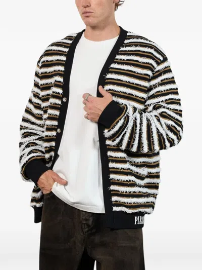 Pleasures Striped-pattern Ribbed Cardigan In Multi
