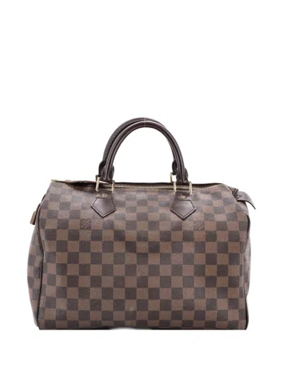 Pre-owned Louis Vuitton Speedy Handbag Damier 30 Satchel In Brown