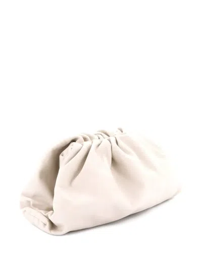 Pre-owned Bottega Veneta The Pouch Leather Teen Clutch Bag In Neutral