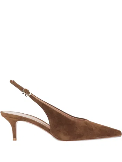 Gianvito Rossi Robbie Suede Leather Slingback In Brown