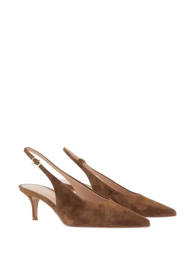 Gianvito Rossi Robbie Suede Leather Slingback In Brown