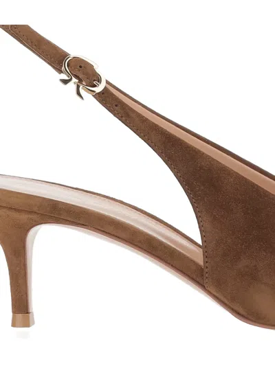 Gianvito Rossi Robbie Suede Leather Slingback In Brown
