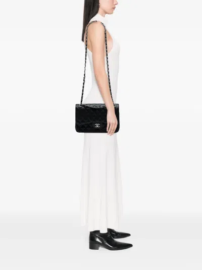 Pre-owned Chanel 2010-2011 Jumbo Classic Caviar Double Flap Shoulder Bag In Black