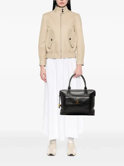 Pre-owned Chanel 1991-1994 Caviar Front Pocket Tote Bag In Black