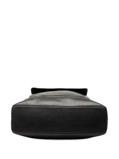 Pre-owned Chanel 1991-1994 Caviar Front Pocket Tote Bag In Black