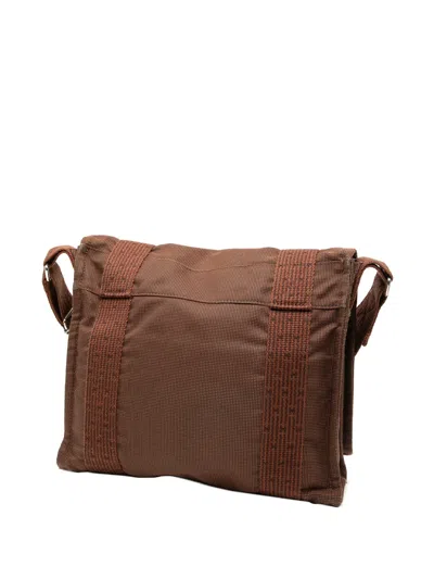 Pre-owned Hermes 1990-2010 Canvas Herline Messenger Crossbody Bag In Brown