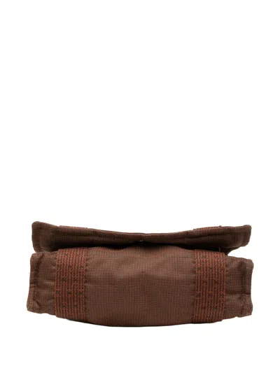 Pre-owned Hermes 1990-2010 Canvas Herline Messenger Crossbody Bag In Brown