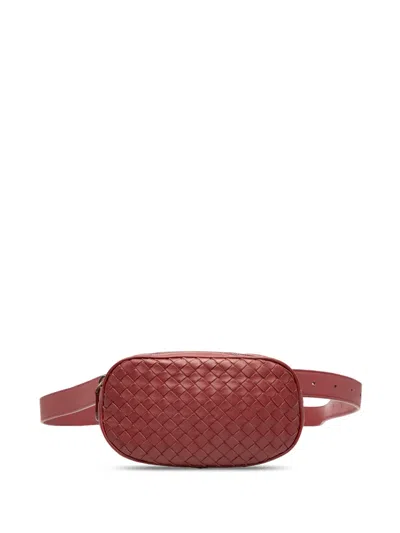 Pre-owned Bottega Veneta 2012-2025 Nappa Intrecciato Belt Bag In Red