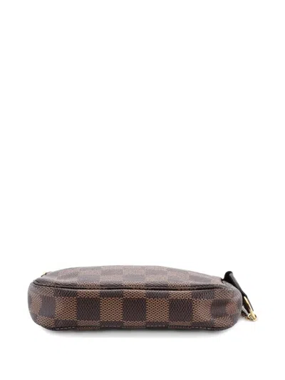 Pre-owned Louis Vuitton Pochette Accessoires Damier Mini Clutch Bag In Brown