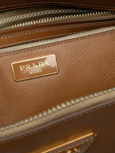 Pre-owned Prada 2010-2025 Large Saffiano Lux Promenade Satchel In Brown