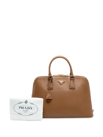 Pre-owned Prada 2010-2025 Large Saffiano Lux Promenade Satchel In Brown