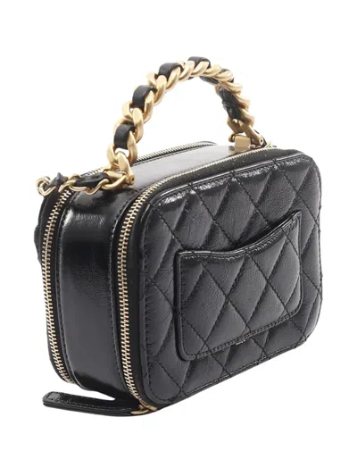 Pre-owned Chanel 2020 Small Cc Quilted Caviar Pick Me Up Vanity Case Crossbody Bag In Black