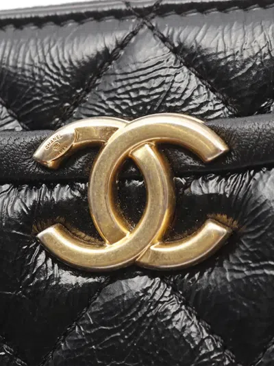 Pre-owned Chanel 2020 Small Cc Quilted Caviar Pick Me Up Vanity Case Crossbody Bag In Black