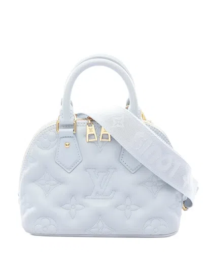 Pre-owned Louis Vuitton 2021-2025 Monogram Calfskin Bubblegram Alma Bb Satchel In Blue